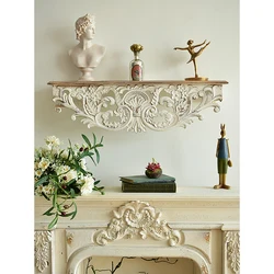 White Distressed Corbel Mantel Shelf, French Country, Living Room Decoration, 31 Inch