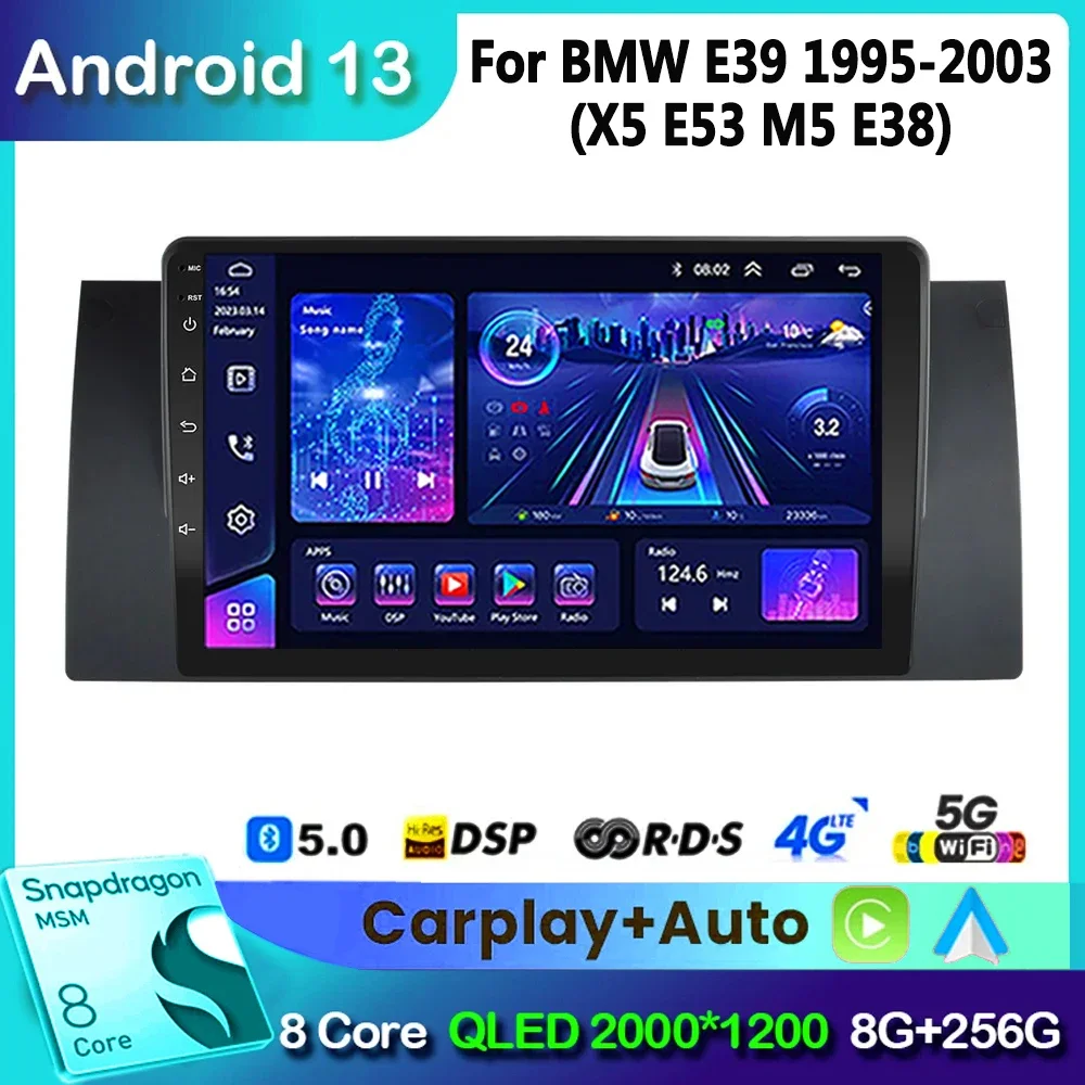 Android 13 Car Radio Multimedia Video Player for BMW 5 E39 E53 X5 1995-2001 2002 2003 2004 2005 2006 Navigation GPS 2Din