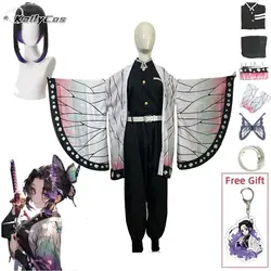 Kochou Shinobu Costume Cosplay Anime Shinobu Parrucca Haori Uniforme Donna Bambini Vestiti di Halloween