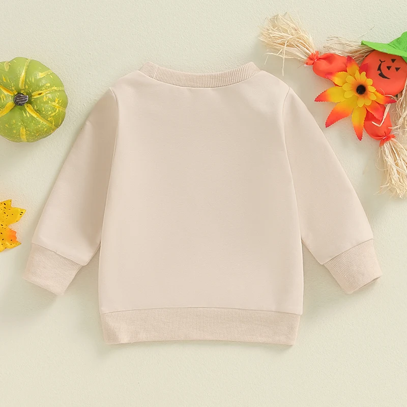 Toddler Autumn Tops Baby Girl Boy Halloween Sweatshirts Cute Pumpkin Embroidery O Neck Fall Pullovers Hoodies