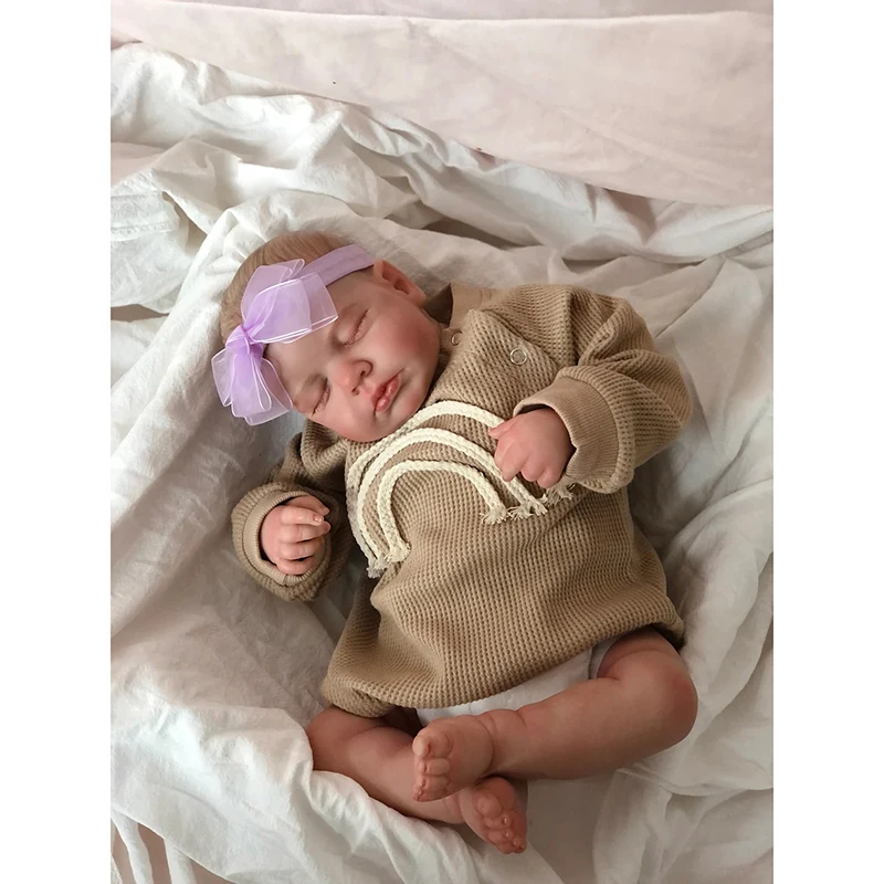 48cm Cotton Body Silicone Vinyl Reborn Doll Loulou  Newborn Baby Size Doll 3D Skin High Quality Gift