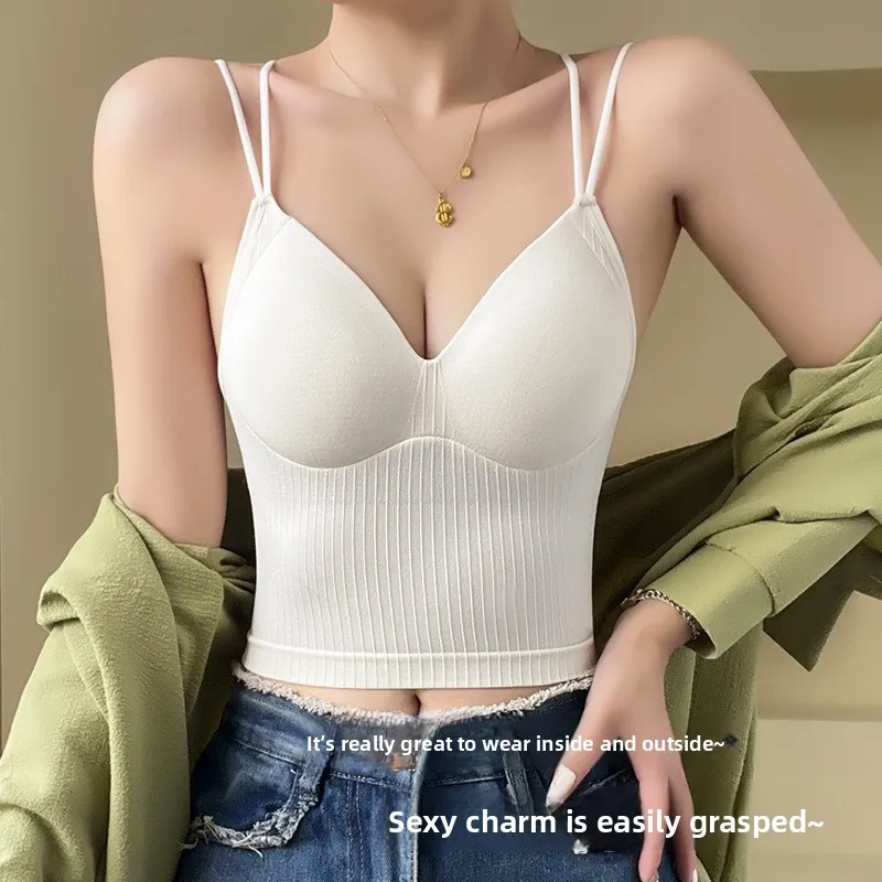 Gilet estivo da donna con cinturino incrociato in nylon con imbottitura sul petto Abbigliamento casual Strato base Or Tube Top Gilet da donna traspirante coreano Sle