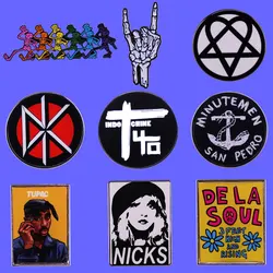 Various Hip Hop Rapper Rock Band Badges Classic Musicians Group Logo Brooch Hoodie Jeans Decorative Pin Metal Cartoon Fan Gift