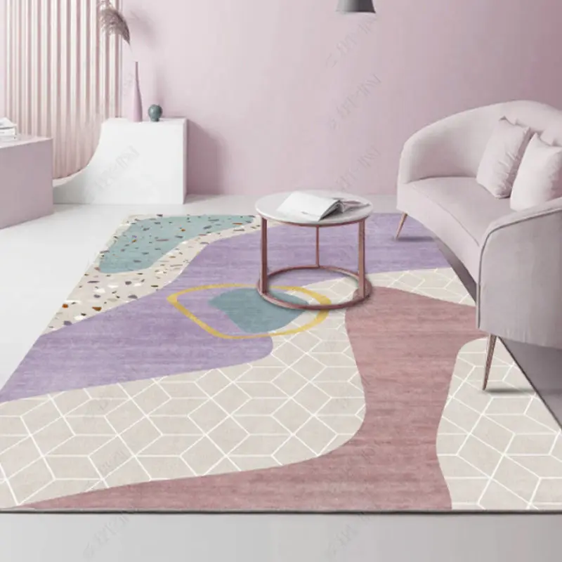 Living Room Modern Builder Home Floor Mat Pink Girl Room Decoration Bedroom Non-slip Children's Carpet Entry Door Mat Alfombra