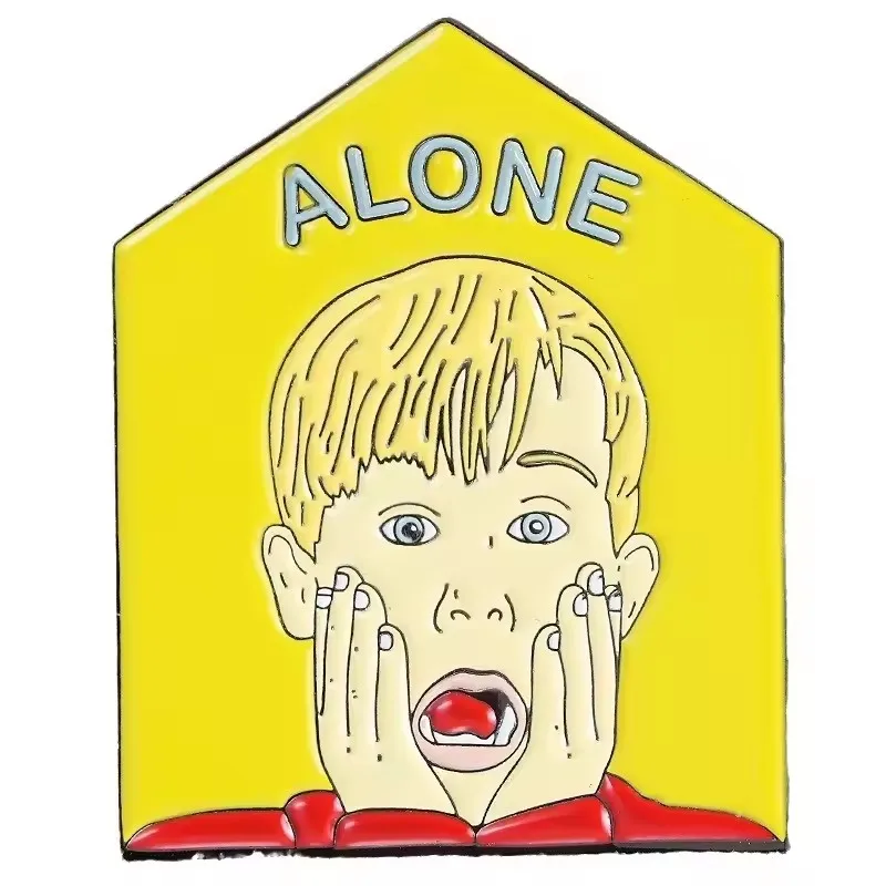 Home-Alone Kevin Screaming Face Enamel Pin Family Comedy Poster Inspiration Badge Fashion Backpack Decoration