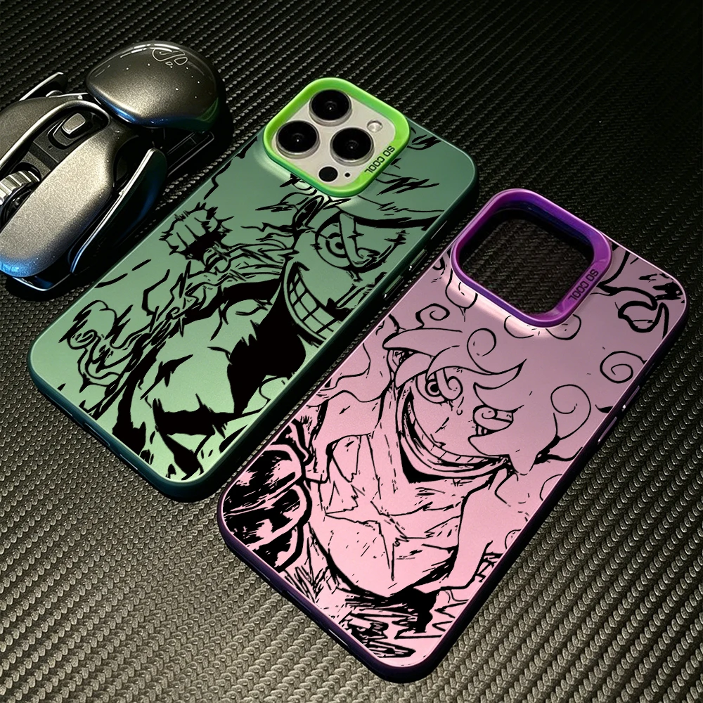 Ones Pieces Luffys Lines Phone Case for iPhone 18 17 Air 16 16e 15 14 Plus 13 12 11 Pro Max X Xs XR Colorful Silver Hard Cover