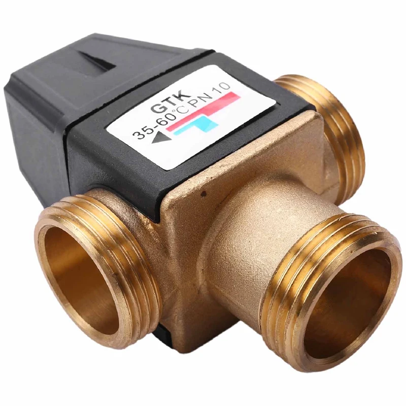 

1 Pcs 3 Way External Thread Brass Thermostatic Mixing Valve Solar Water Heater Thermostatic Valve