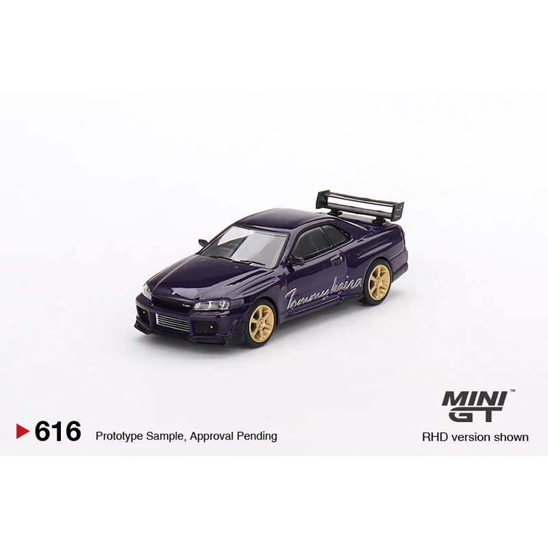 MINIGT 616 In Stock 1:64 Skyline GTR R34 Tommykaira R Z Midnight Purple Diecast Diorama Car Model Toys