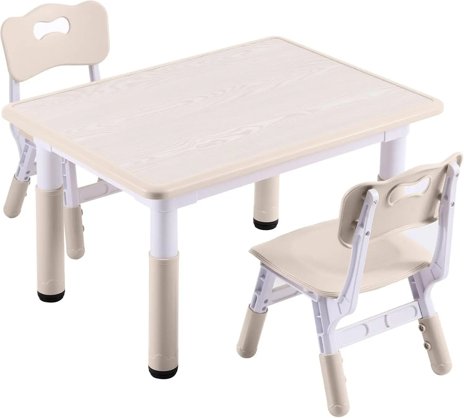 

Table and 2 Chairs Set, Height-Adjustable Toddler Table and Chair Set with Graffiti Desktop, 31.5''L x 23.6''W Children Activity