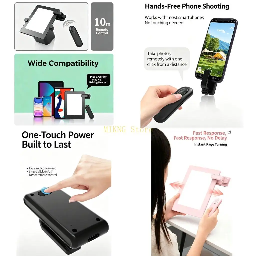 Evening Reading Remote Page Turner with Receiver Clip, Portable Wireless Control for Desk, Travel, and Daily Reading Comfort