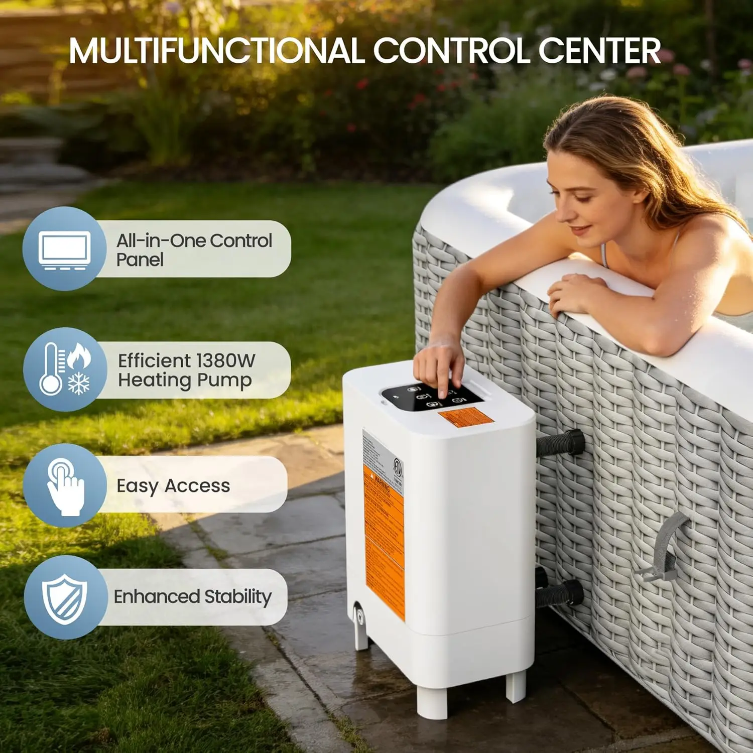 Inflatable Hot Tub for 4-6 Person, PVC Portable Hot Tub with 130 Airjets, Reinforced Filtered Outdoor Spa with 360°, Customized view 3