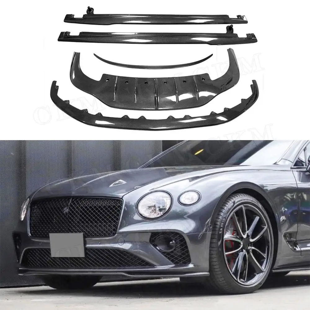 

For Bentley Continental GT W12 2015-2021 Carbon Fiber Front Lip Rear Spoiler Side Skirts Trunk Rear Wing Body Kits O Style