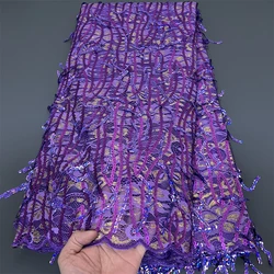 Nigerian Tulle with Sequins Embroidery, Lace Fabric, Beads, Stone Prom Dresses, Sewing, High Quality, 2025, PS0074, 5Yards