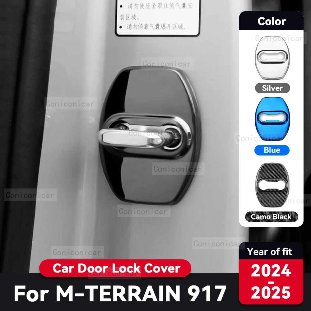 For M-TERRAIN 917 2025 Car Door Lock Protection Cover Anti rust Stainless Steel Auto Interior Decoration Accessories