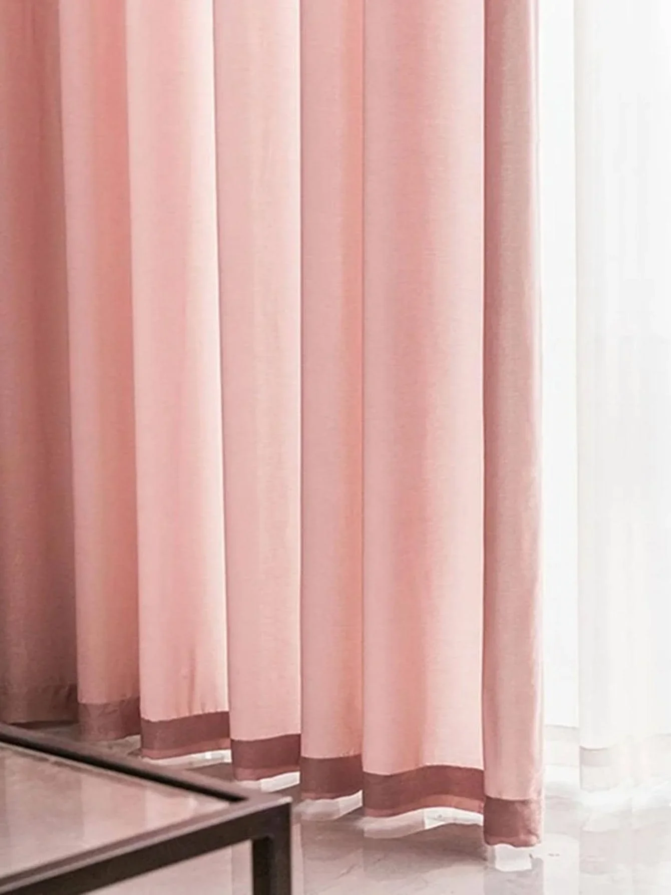 

Living Room Curtains Gauze Curtains 1PC Pink Minimalist Translucent and Non Transparent Bedroom