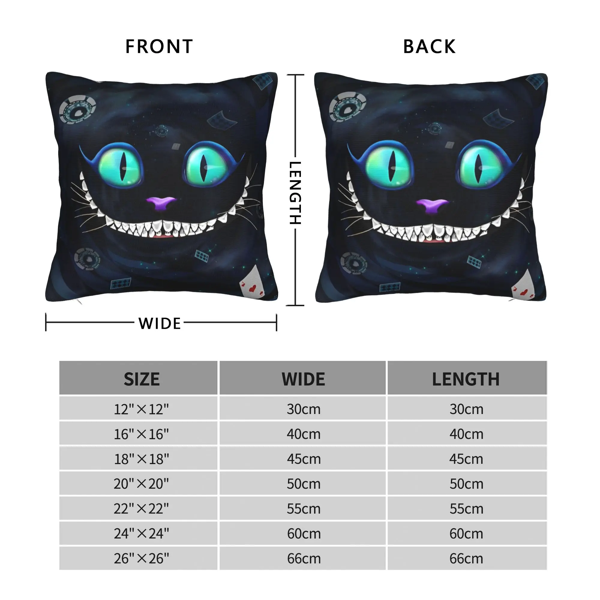 Cartoon Alice in Wonderland Cheshire Cat Pillowcase Polyester Cushion Cover Gift  Throw Pillow Case Cover Home Square 40X40cm