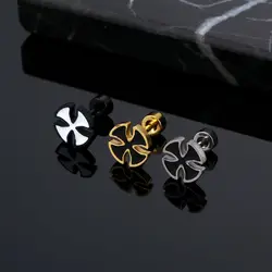 Korean Hot Design Cross Stud Earring Popular 3 Color Stainless Steel Stud Earrings For Fashion Men Women Jewelry