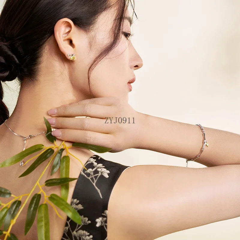 Bracciale in bambù serie rima di bambù in argento 925 da donna in bambù 2024 nuovi gioielli squisiti di nicchia