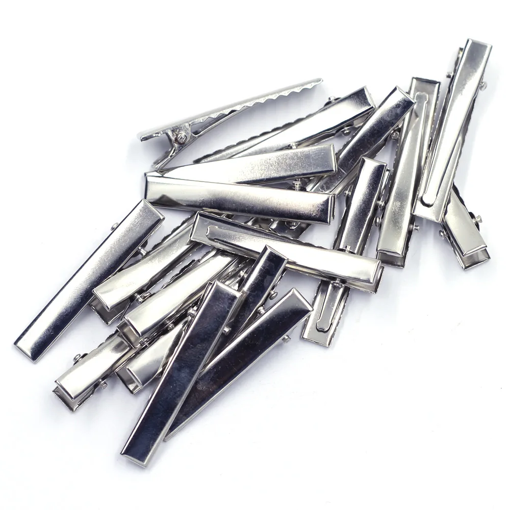 Free Shipping 750 Pcs Wholesale New DIY Silver Tone Prong Barrettes Hair Clips Charms Fashion Jewelry Findings Component 46x8mm