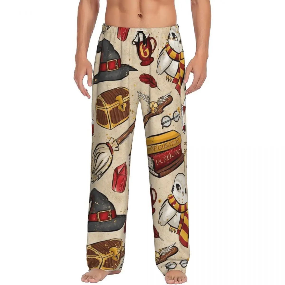 

Пижамные штаны Harrys Magic Adventure Movies Potters, мужская одежда для сна, эластичные штаны для сна с карманами