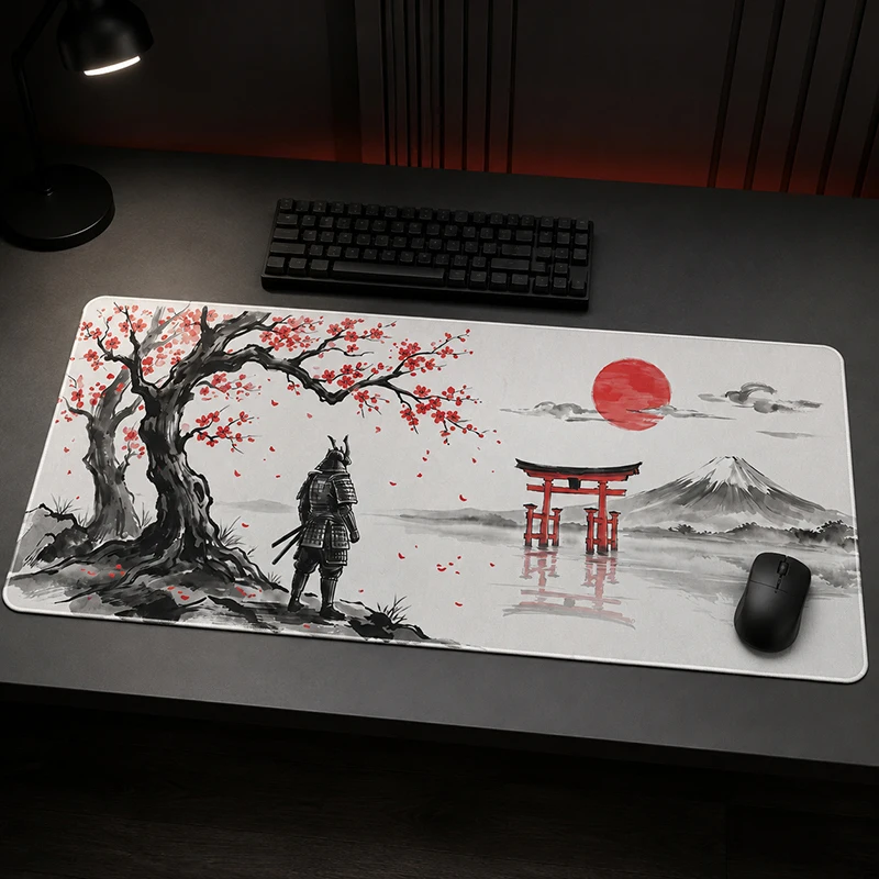 Red Sun Sakura Samurai Torii Mouse Pad Gamer XL Computer Home Mousepad XXL Desk Mats Carpet Office Natural Rubber PC Table Mat
