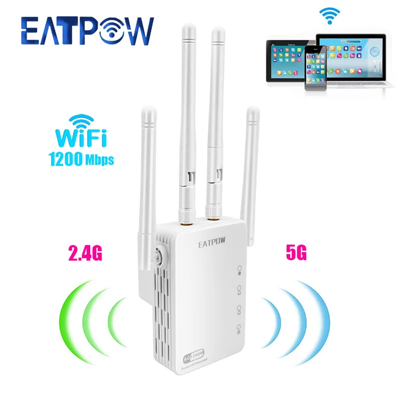 EATPOW 5G WiFi Repeater Internet Signal Repeater WiFi Range Extender Wi fi Booster 1200Mbps Repeater WiFi Amplifier for home