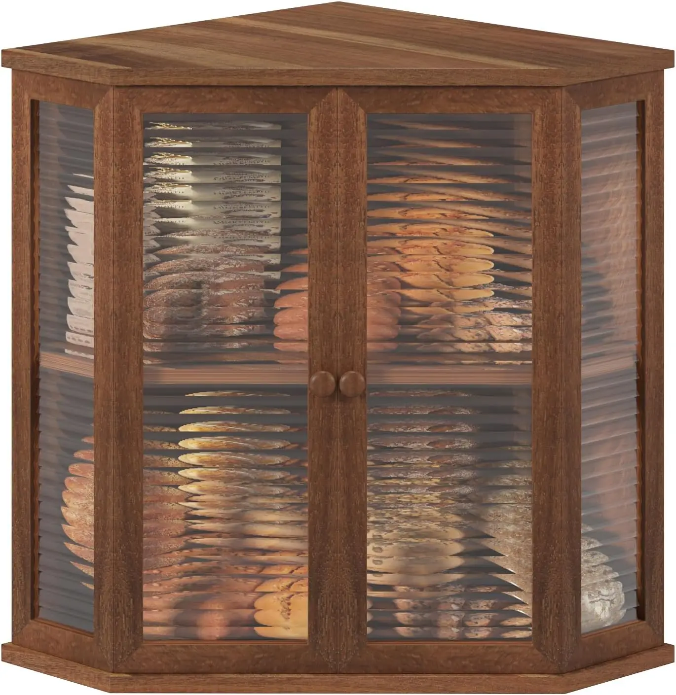 

Large Corner Bread Box with Glass Door, Farmhouse Style Kitchen Storage for Countertops