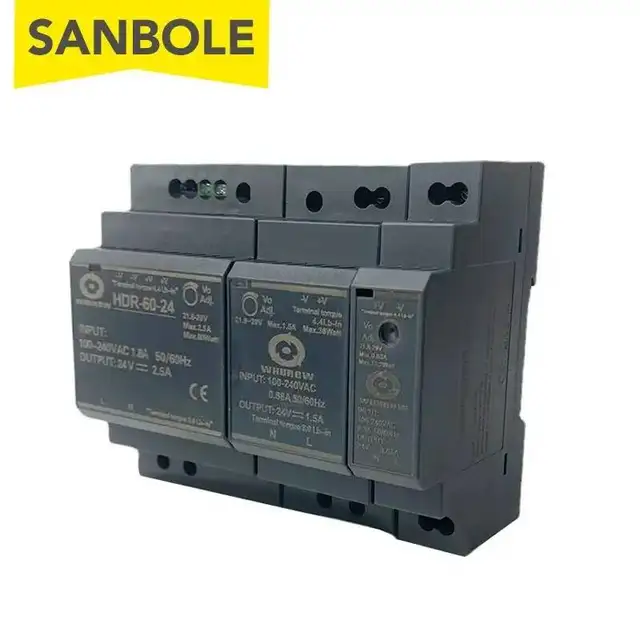 HDR-15W, 30W 60W 100W, seria DC 5V 12V 15V 24V 48V, Ultra cienki, krok, kształt, na szynę DIN, montaż, przełącz zasilanie