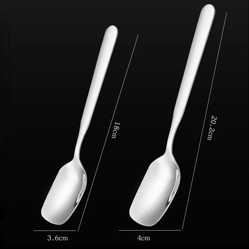 316 Stainless Steel Soup Ladles Dining Spoon Household Tablespoons Multifunctional Square-headed Scoop for Ice Cream Dessert