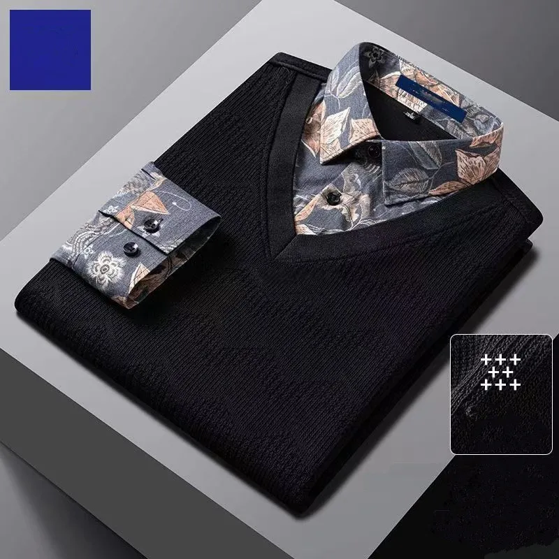 

2026 Men's Spring And Autumn Two-Piece Pullover Fashionable Young Man's Personalized Casual Thin Shirt Sweater 50 KG-100 KG