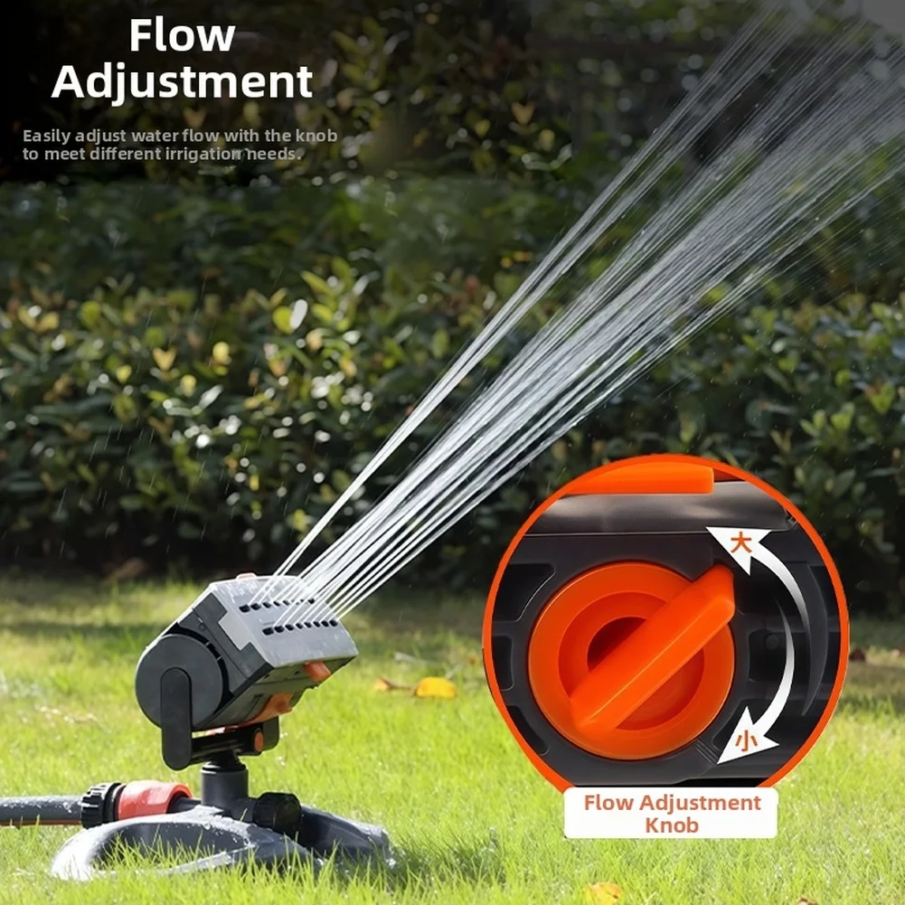 Adjustable Oscillating Sprinkler with Automatic Swivel Turret for Even Water Distribution in Gardens and Lawns