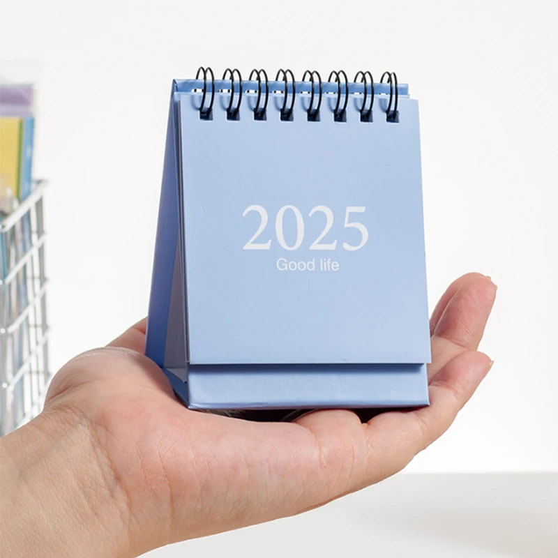 

2025 Simple Style Multiple Colors English Mini Desk Calendar Desktop Display Portable Calendar Desktop Decoration Handmade Diary