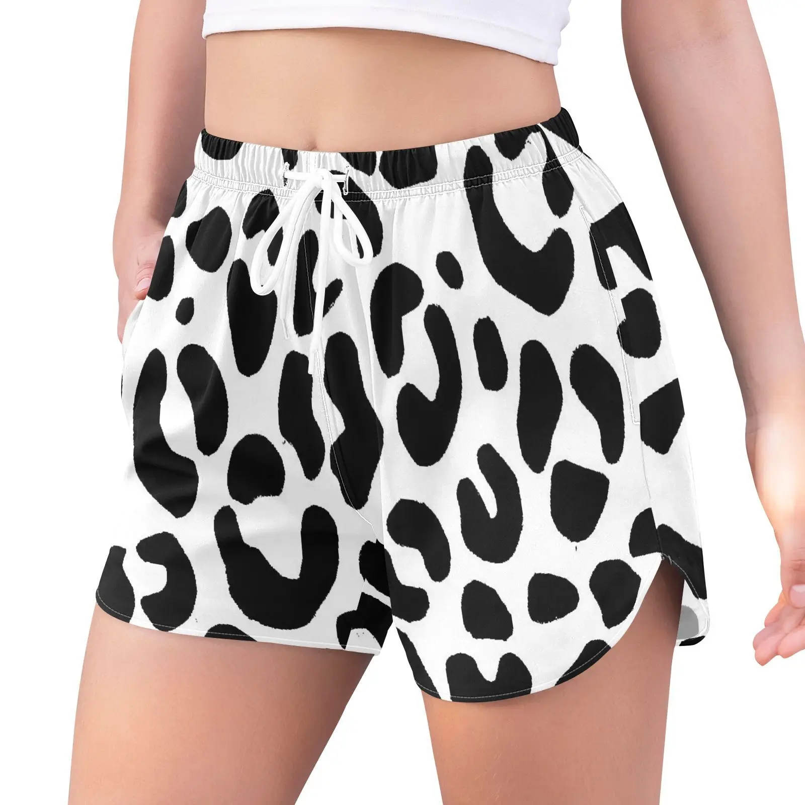 Women‘s 2 in 1 Running Shorts Casual Athletic Gym Yoga Workout Shorts Spandex Tennis athletic shorts Summer Leopard print design