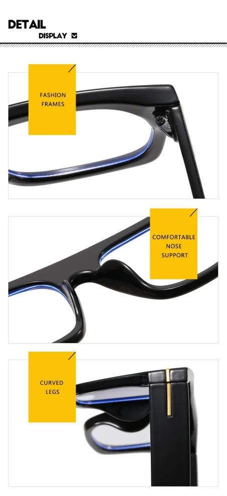 Luxuriöse Marken-Design-Lesebrille mit großem Rahmen und quadratischer Form für Männer und Frauen, klassische Business-Lesebrille mit Blaulichtfilter HS – Detail 15