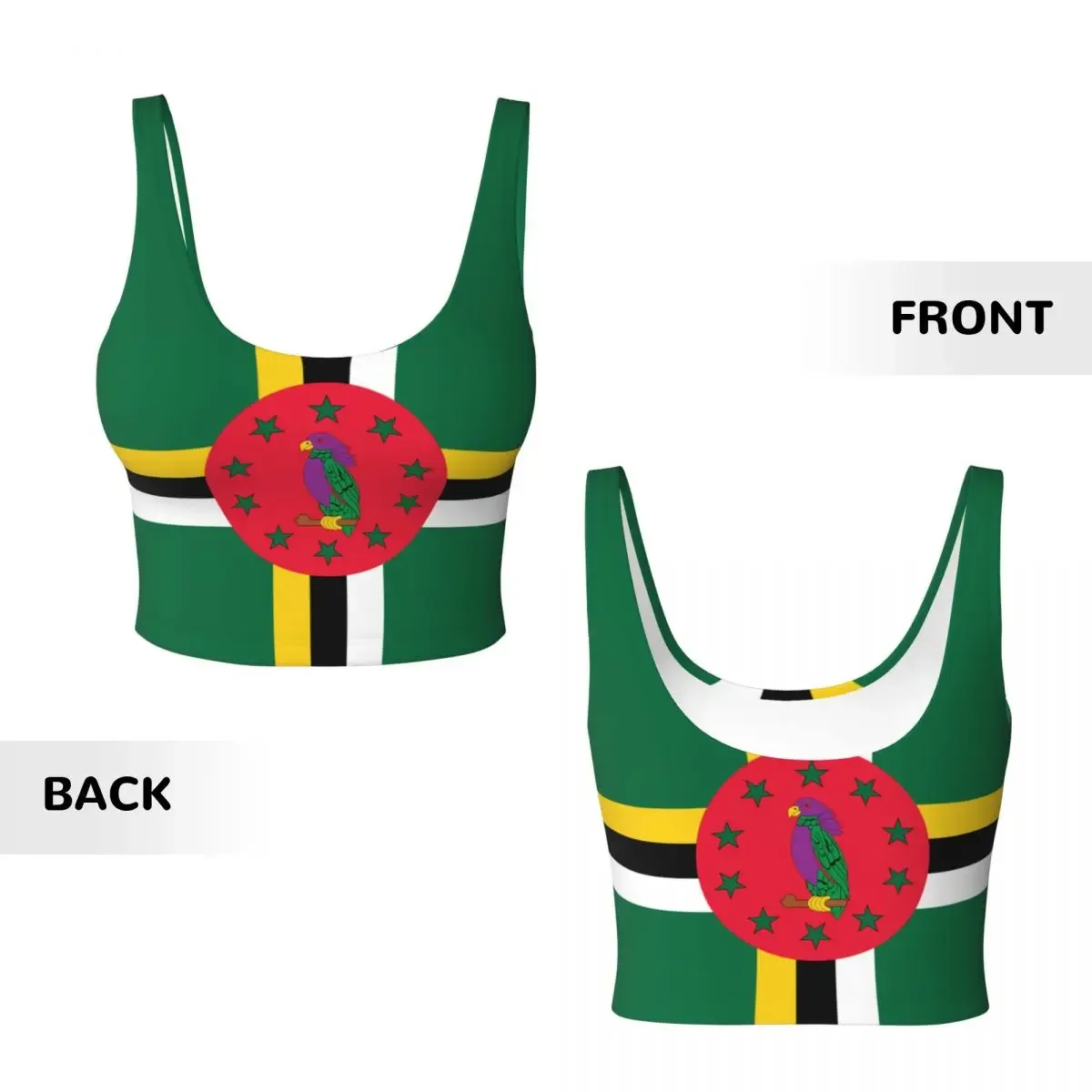 Damska seksowna sportowa kamizelka z flagą Dominiki, damska odzież uliczna, sportowa bielizna, krótki top
