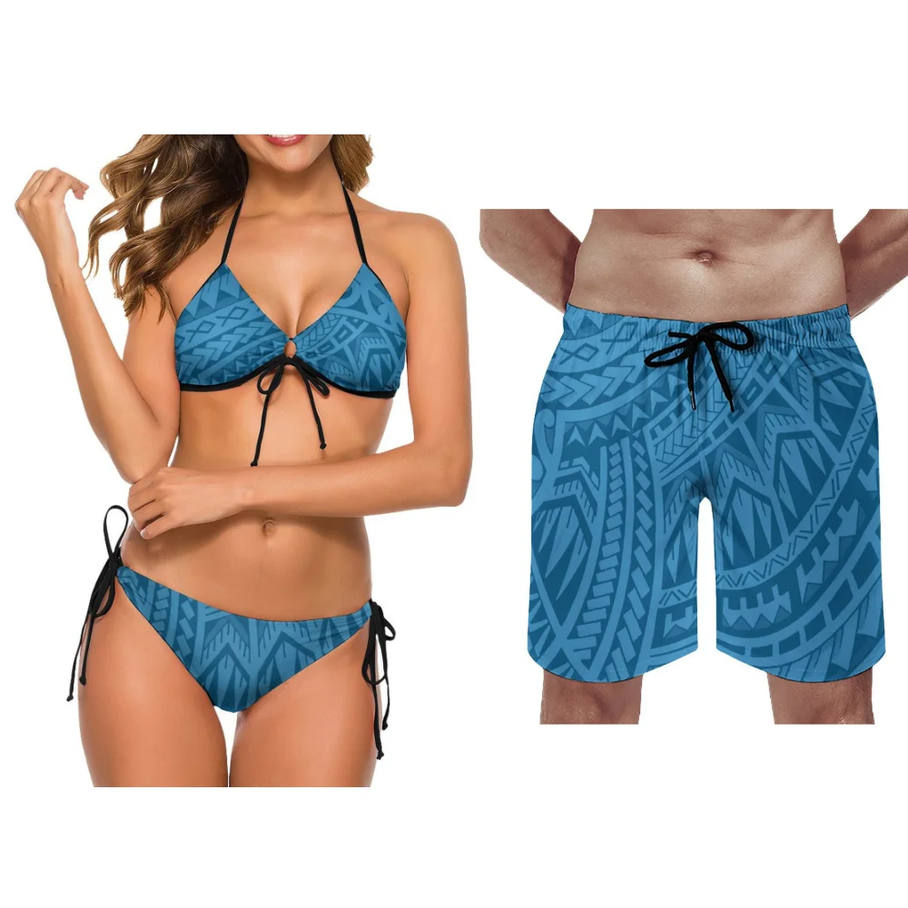 คู่ใหม่ท่องชุดสูท Custom-Made Polynesian Custom สระว่ายน้ําปาร์ตี้วันหยุด Hot Spring Party ชุดว่ายน้ําชุดสองชิ้น