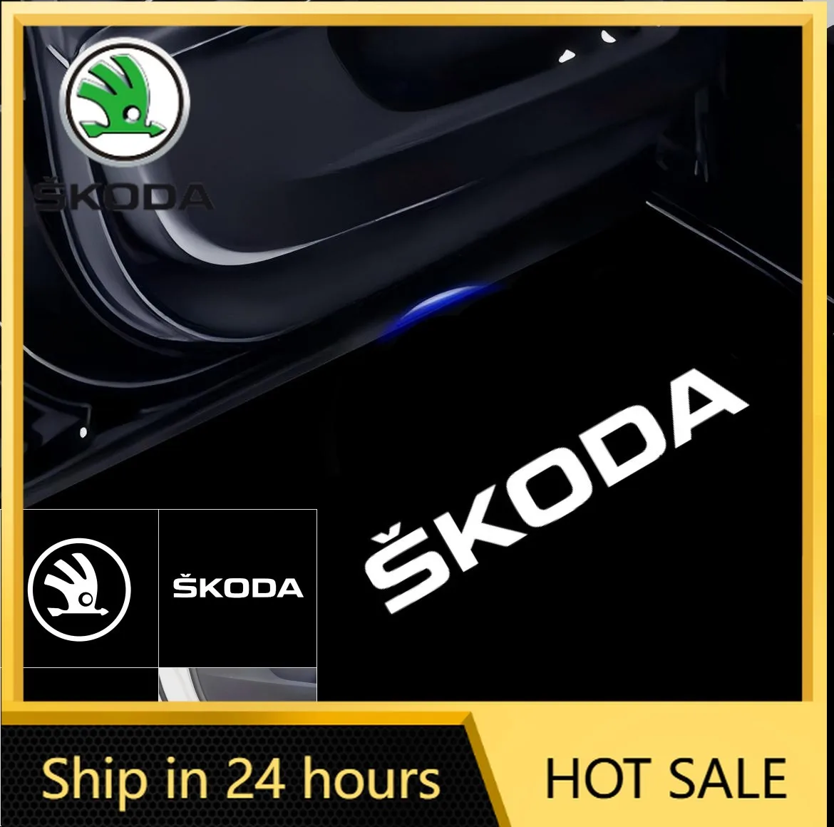 

2026 Hot For SKODA 2 Led Car Door Light Logo Projector Lamp For Skoda VRS Octavia A7 2015 -2024 Kodiaq 2016 - 2024 2022 2021 202