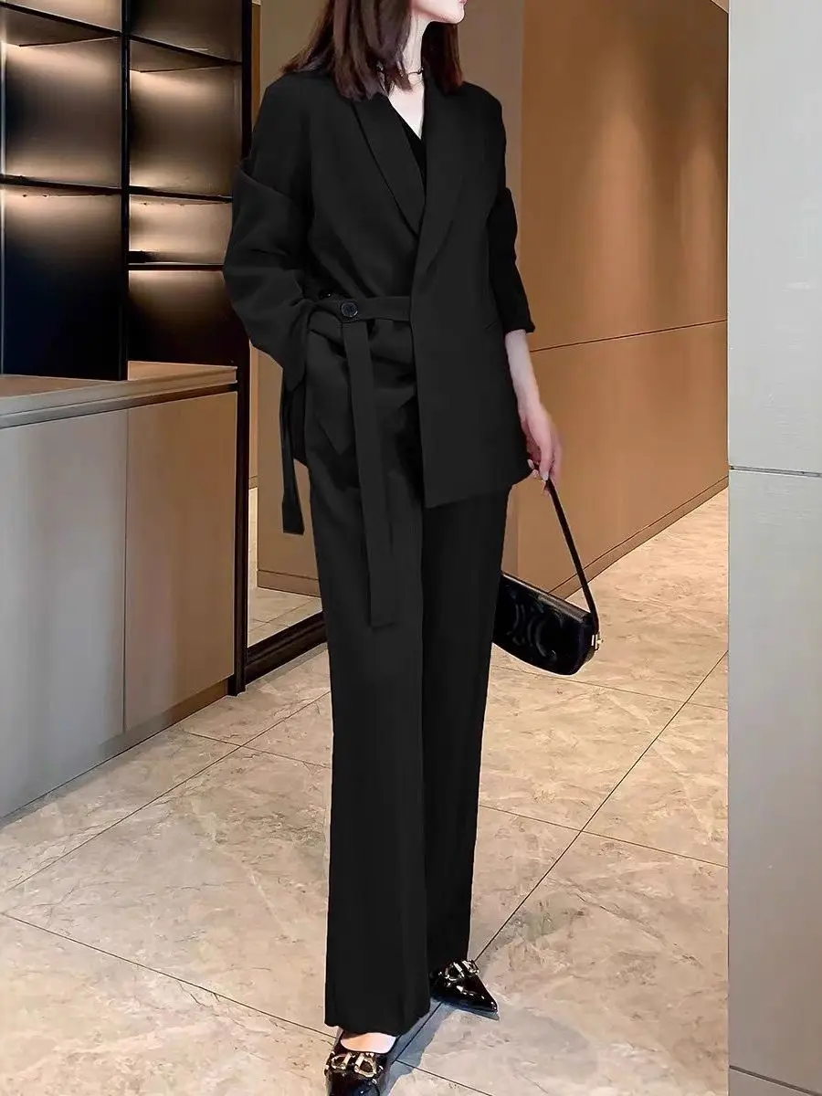 

Cross-Border Southeast Asian Large Size Loose Age-Defying Wide Leg Pants Two-Piece Set Suit for Younger Looking Women