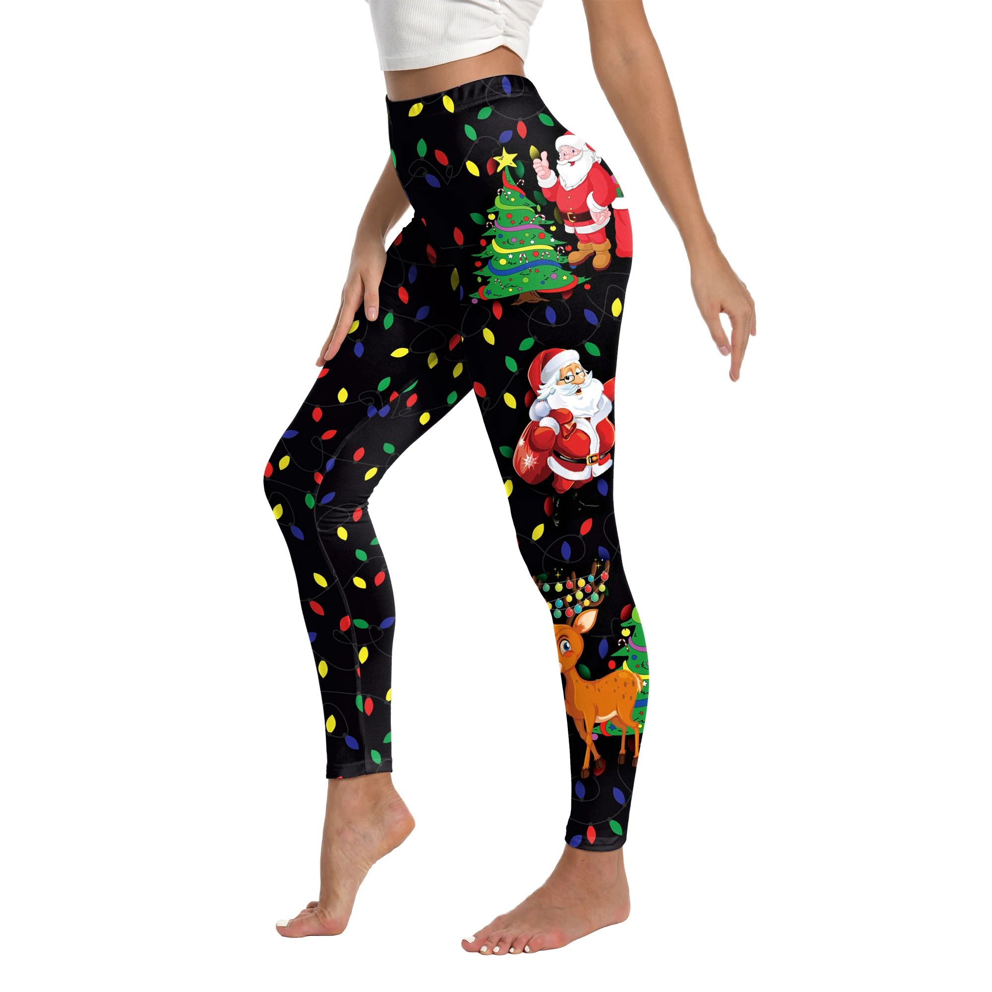 Leggings de Yoga pour femmes, pantalons d'entraînement de sport, imprimés père noël, Sexy, taille haute, vêtements de sport, Leggings de noël