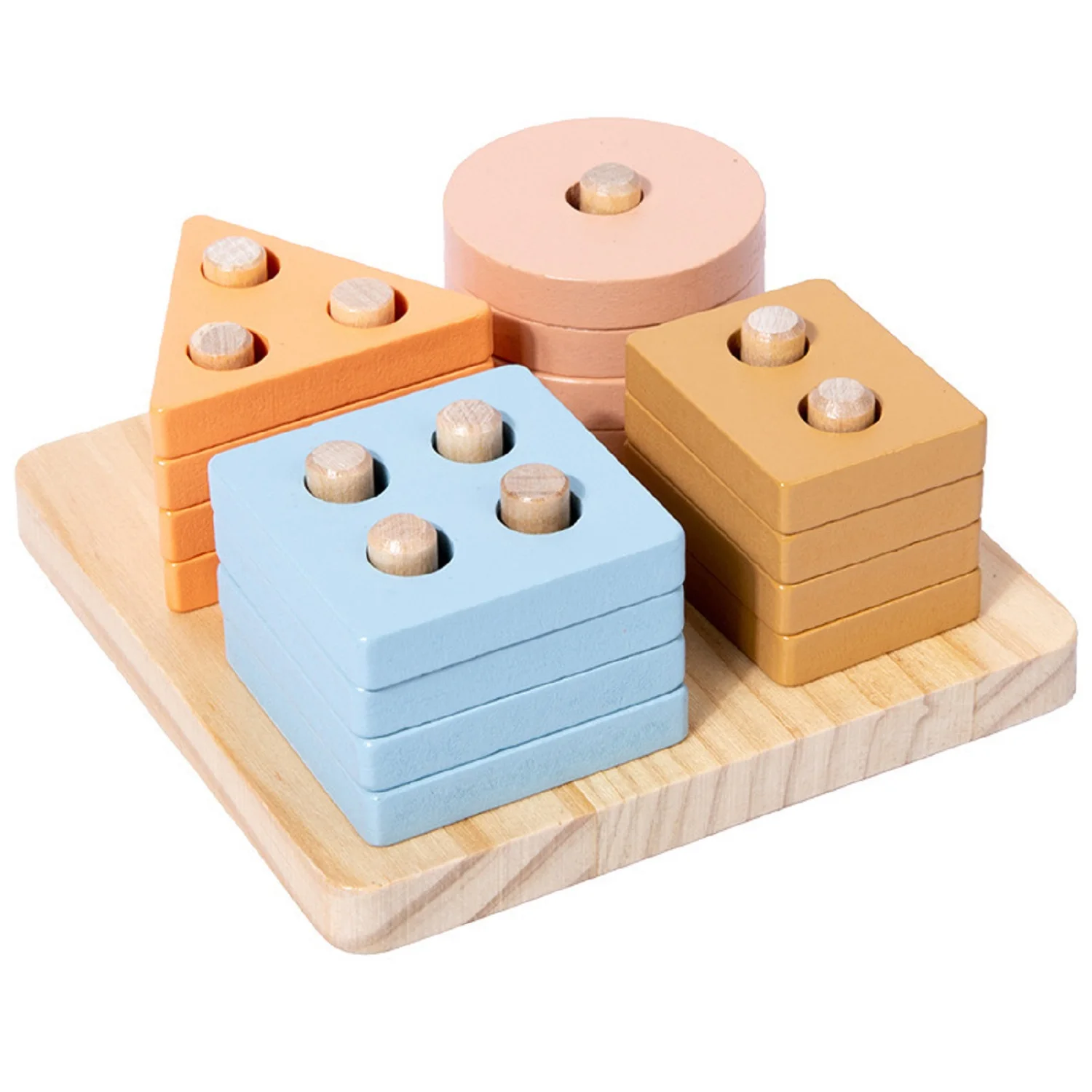Ensemble de blocs de construction de poteaux en bois pour bébé, moteur fin, éducation précoce des tout-petits, correspondance des formes géométriques, fusion des couleurs, classification