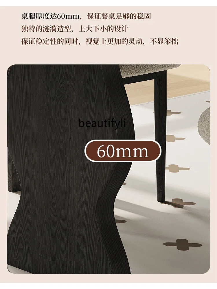 Solid Wood Dining Table Household French Vintage Style Rectangular Black Fraxinus Chairs Combination Stool Table