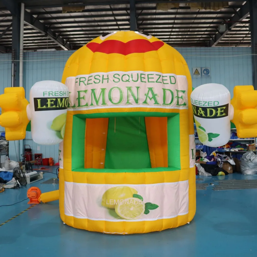 SAYOK 3mH Inflatable Lemonade Stand Inflatable Lemonade Concession Booth Drink Tent for Business Event Advertising Promotion