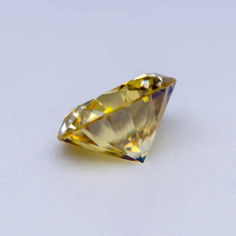 Moissanit-Edelstein in Zitronengelb, runder Schliff, im Labor gezüchteter Diamant für DIY-Charms, Schmuckherstellung für Damen mit Zertifikat – Detail 4