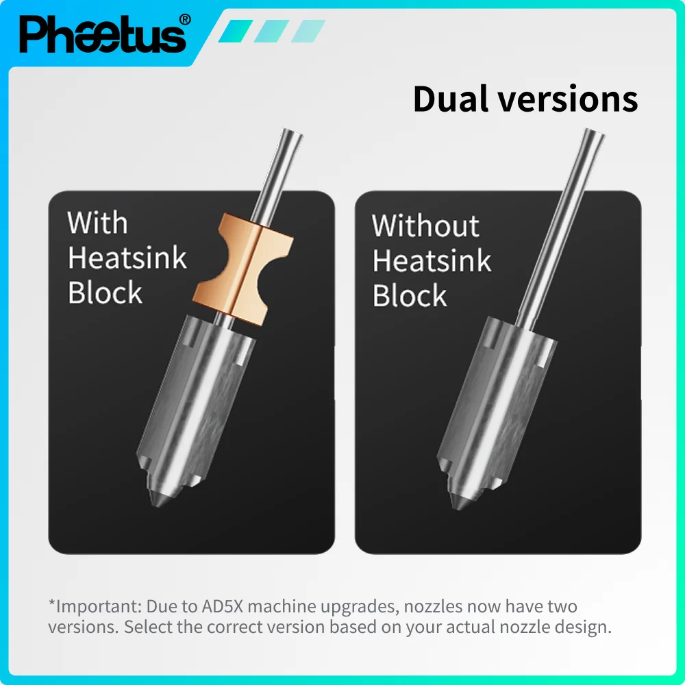 

Насадка из карбида кремния Phaetus 0,4 0,6 мм для адаптера FlashForge Ad5x, экструдер Flashforge Ad5x, детали 3d-принтера Hotend