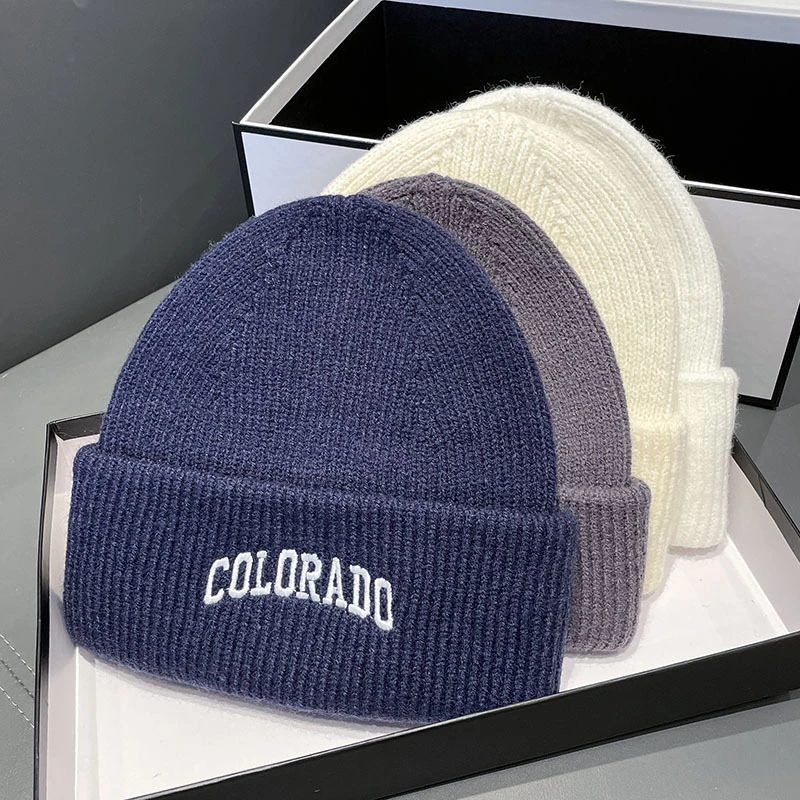 Men Women Colorado Letter Embroidered Cuffed Beanie, Autumn Winter Warm Knit Hat Outdoor Ski Cap 2