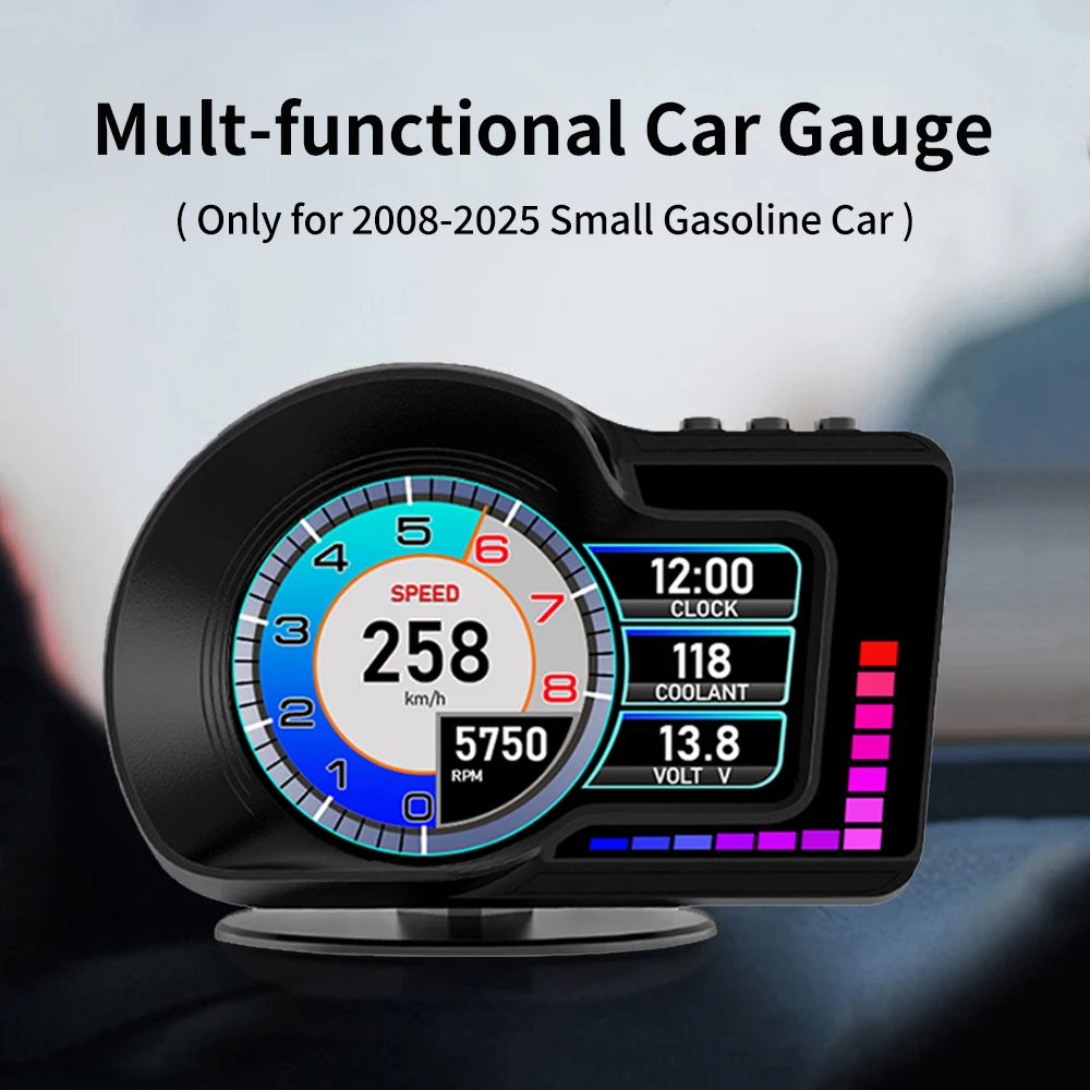 

KWHUD HUD Display Car On-board Computer OBD2 GPS Digital Speedometer RPM Volt Water/Fuel Temp Meter For Gasoline Cars After 2008