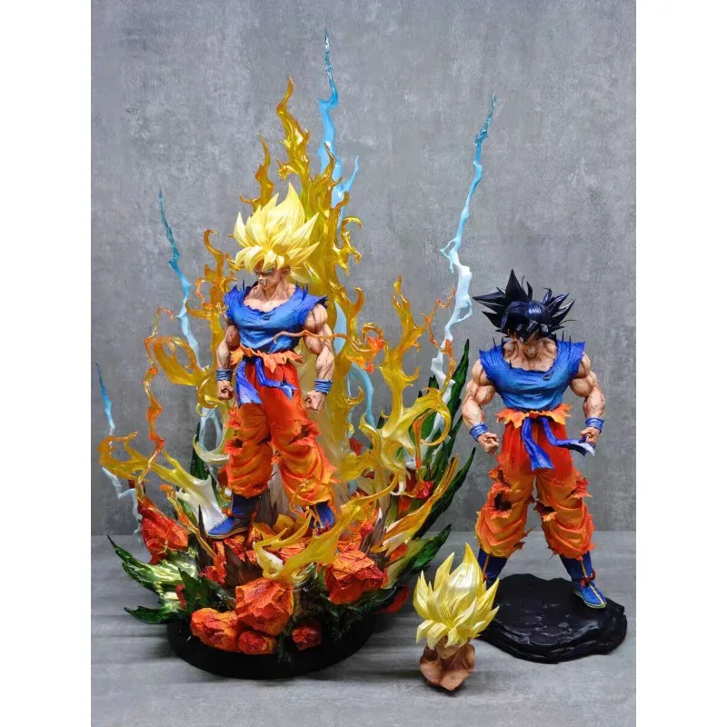 Figurine Dragon Ball Super Saiyan Son Goku, 60cm, modèle animé haut de gamme, système de Collection en résine, ornements de bureau, jouets cadeaux de vacances