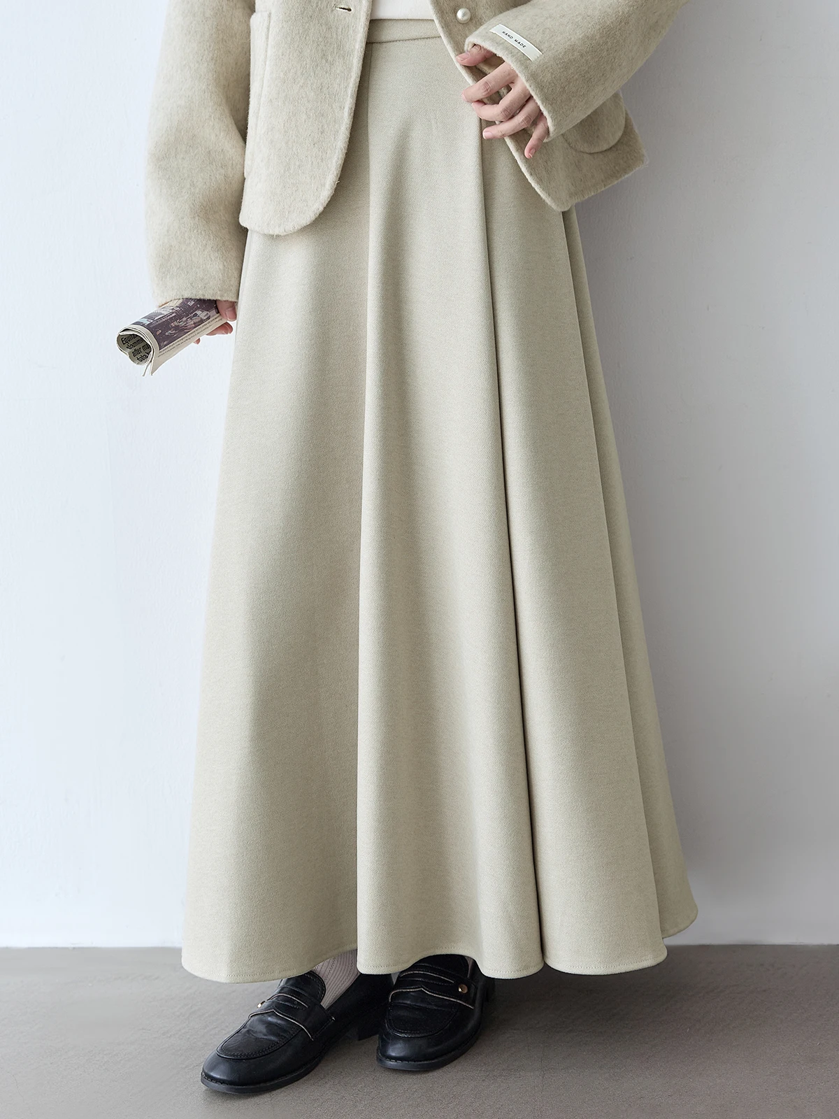 

Женская шерстяная юбка с высокой талией и бахромой, осенне-зимняя новинка, элегантная, драпированная, комбинированная, для офиса