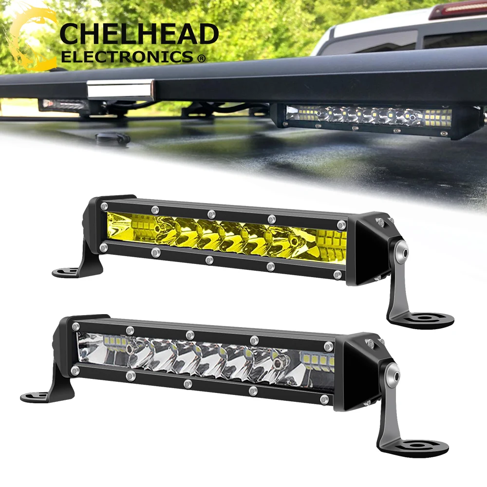 Led Bar for Car 4x4 Off Road Truck Driving Lights 12V 24V Fog Work Light 7 inch Single Row Lightbar UTV ATV SUV Boat Tractor