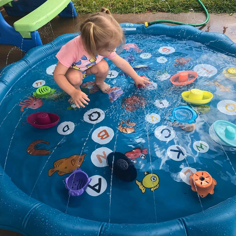어린이 야외 재미있는 스프링클러 풀 매트 물 스프레이 패드 장난감 잔디밭 놀이 어린이용 풍선 원형 물놀이 게임